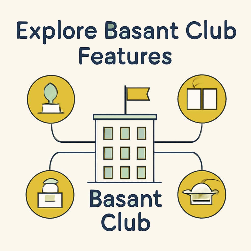 An educational diagram illustrating the features of Basant Club.