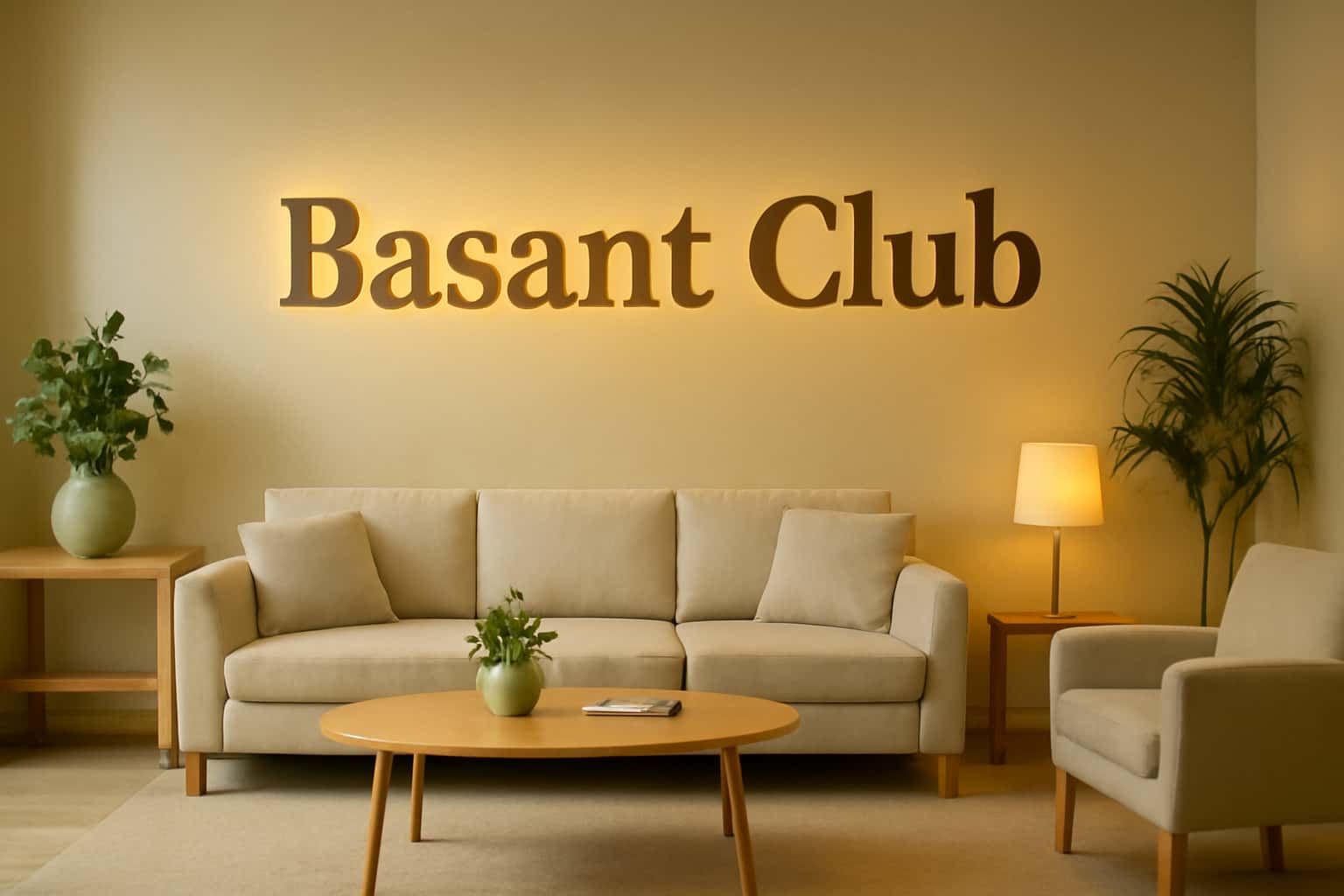 An informative visual of the Basant Club features in a tech-themed setting.