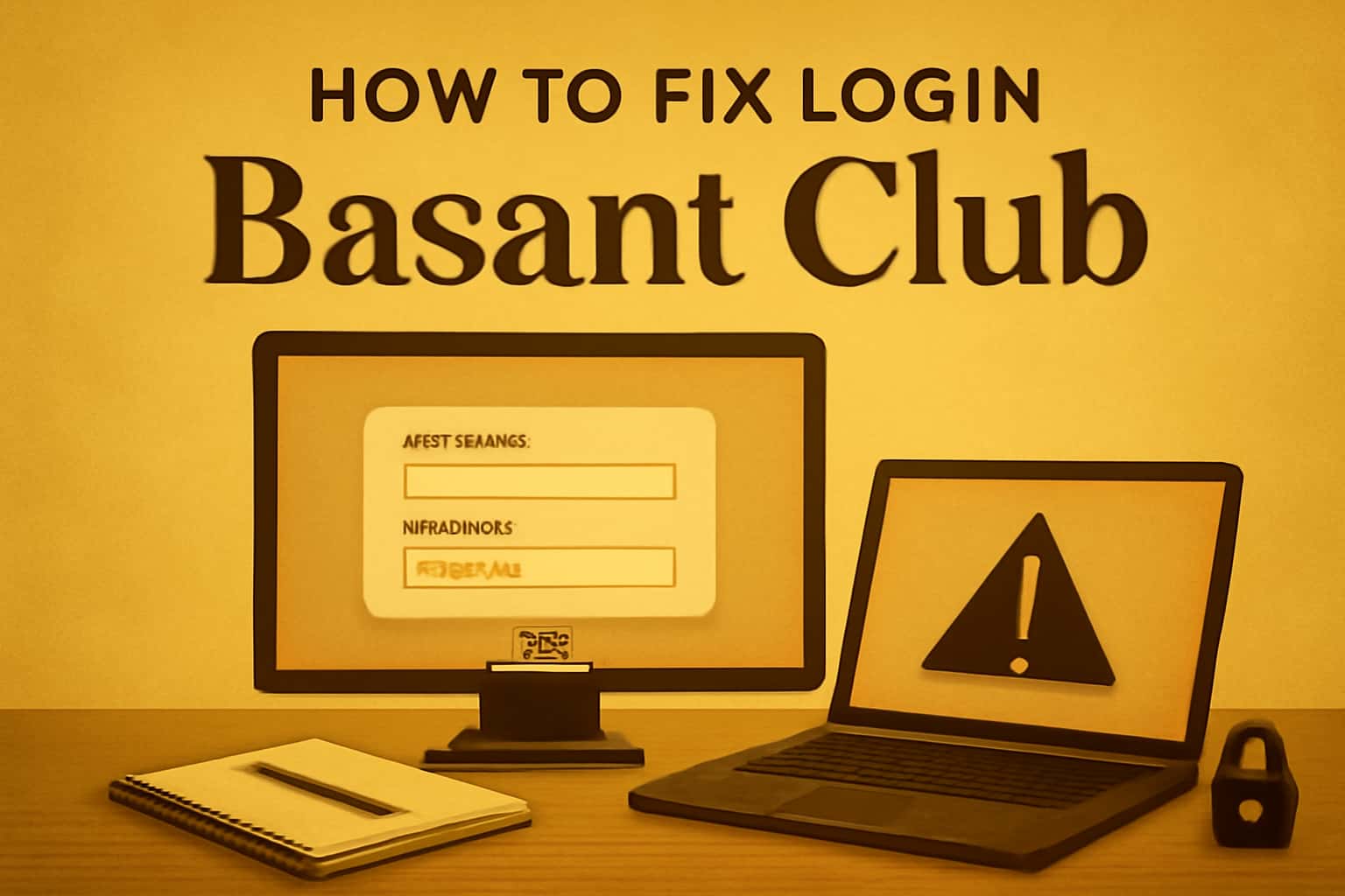 An informative graphic illustrating login issues and solutions for Basant Club with a focus on technical support.