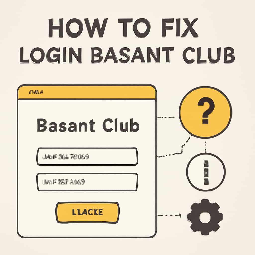 An educational diagram displaying steps to troubleshoot Basant Club login problems.