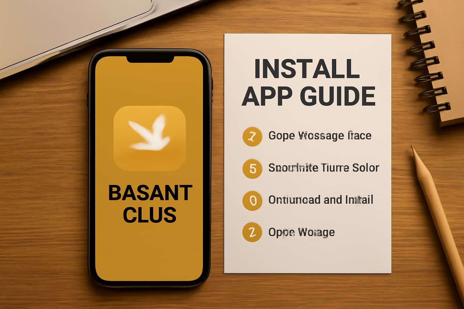 A visual representation of the Basant Club App installation process with the text 'Basant Club' prominently displayed.