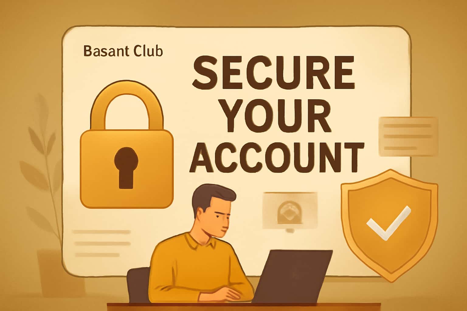 An informative scene depicting security measures for the Basant Club account.