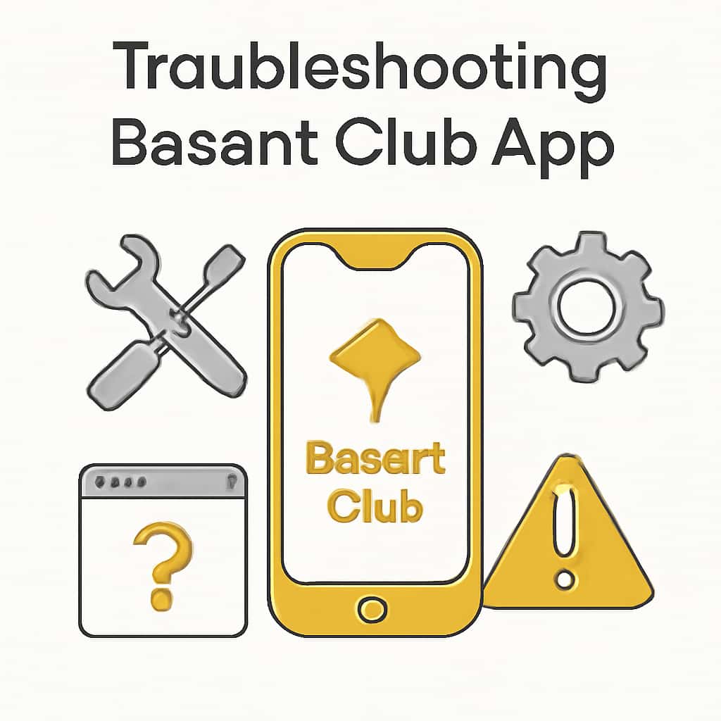 Diagram illustrating troubleshooting steps for the Basant Club App.