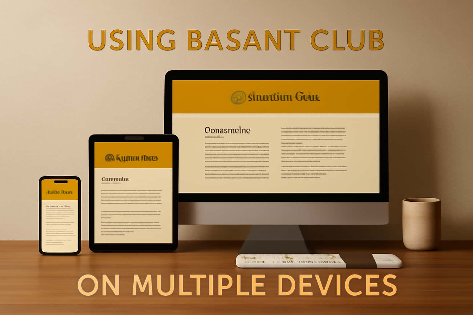 An informational scene showcasing the versatility of using Basant Club across multiple devices.
